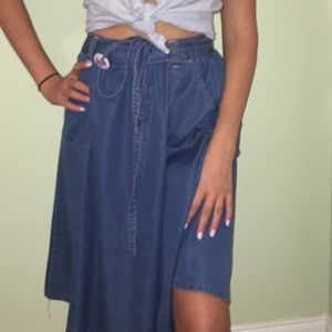 Denim midi wrap skirt